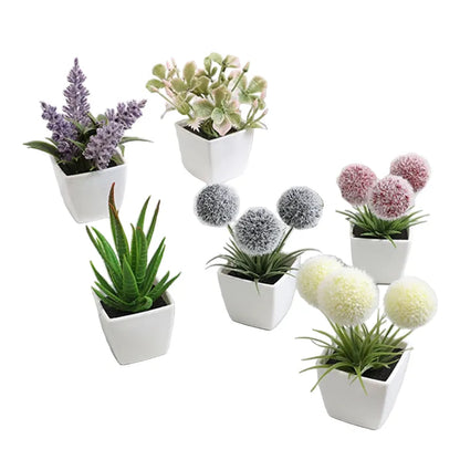 Lot de petites plantes artificielles multicolores | Artiflora