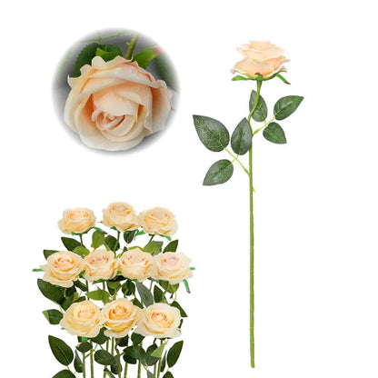 Lot de Roses Artificielles | Artiflora Champagne / 12PCS