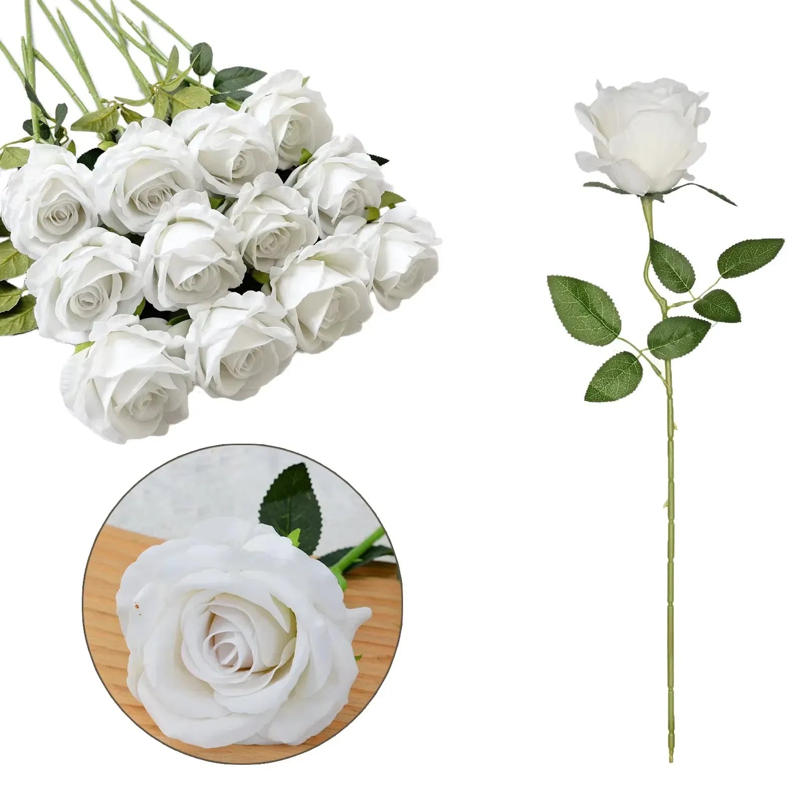 Lot de Roses Artificielles | Artiflora Grand Blanc / 12PCS