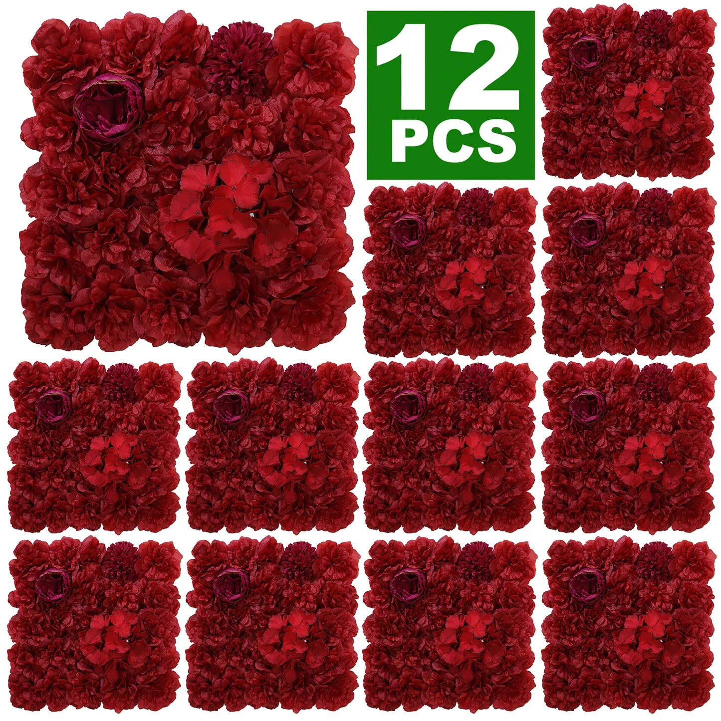 Mur de Fleurs Artificielles | Artiflora Rouge