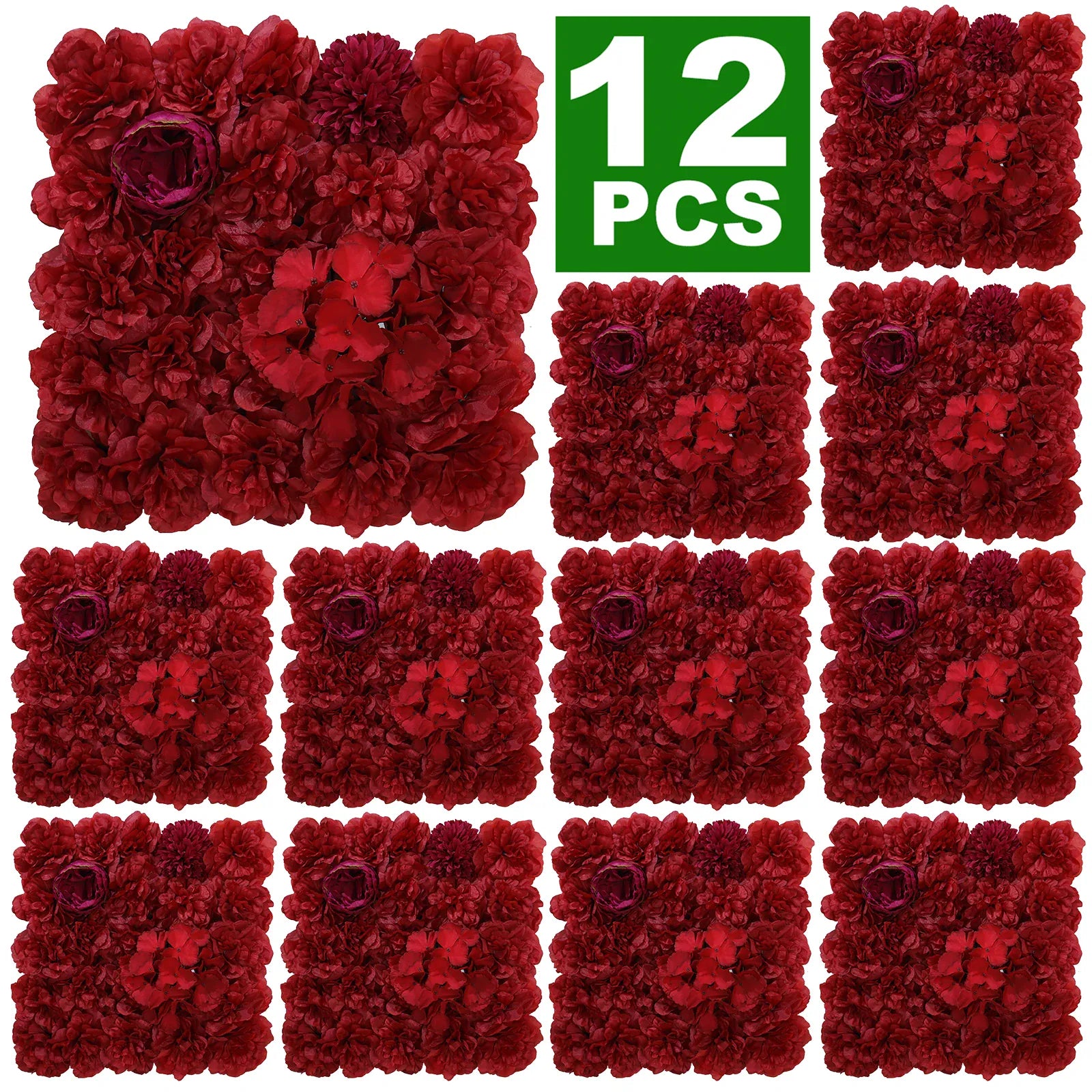 Mur de Fleurs Artificielles | Artiflora Rouge