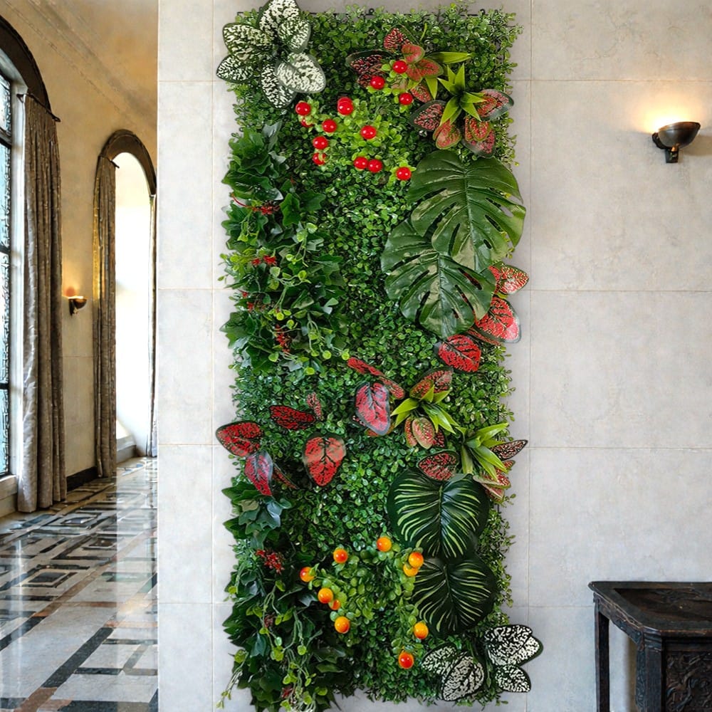 Mur de Verdure Artificielle - Baie et Fleur