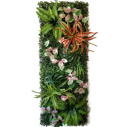 Mur de Verdure Artificielle - Feuilles Roses