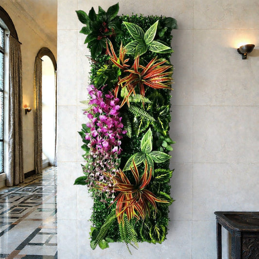 Mur de Verdure Artificielle - Fleurs Roses