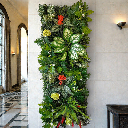 Mur de Verdure Artificielle - Roses vertes