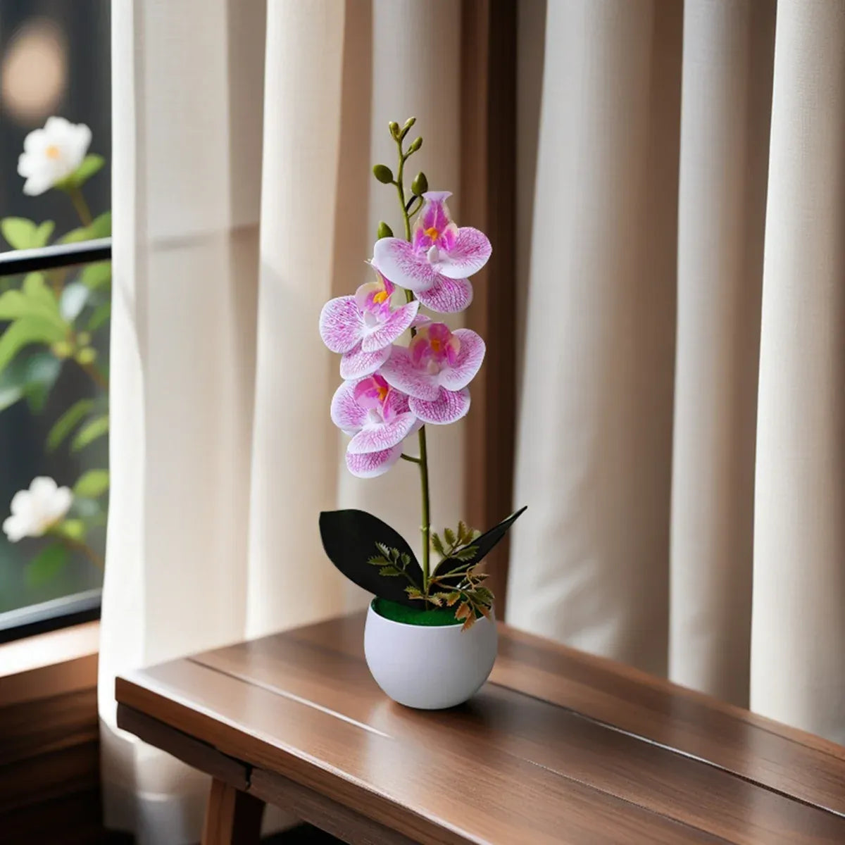Orchidées Artificielles XXL | Artiflora Rayures Rose-Rouge