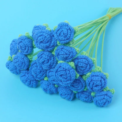Petites Roses Tricotées | Artiflora Une Rose Bleu