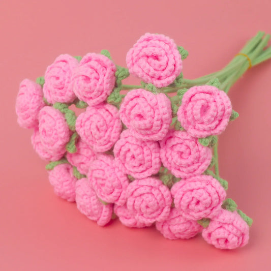 Petites Roses Tricotées | Artiflora Une Rose Rose
