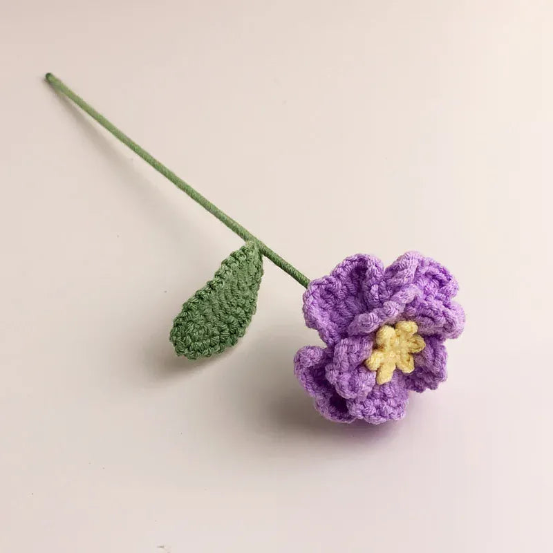 Rose Tricotée avec Feuille | Artiflora Violet