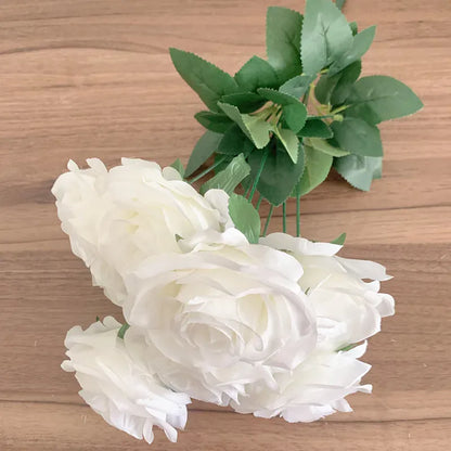 Tête de Rose Blanche Artificielle | Artiflora 9 têtes