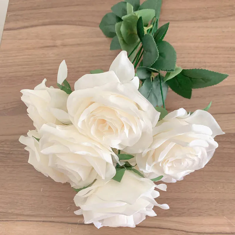 Tête de Rose Blanche Artificielle | Artiflora 9 têtes