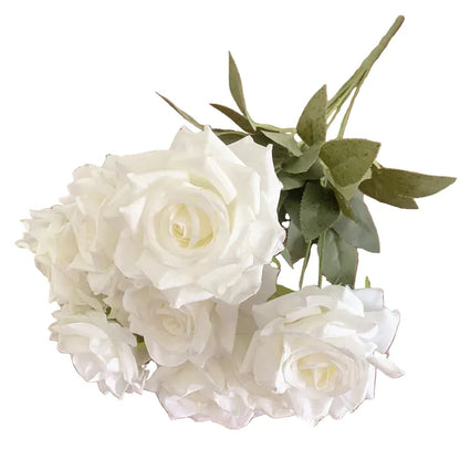 Tête de Rose Blanche Artificielle | Artiflora 9 têtes