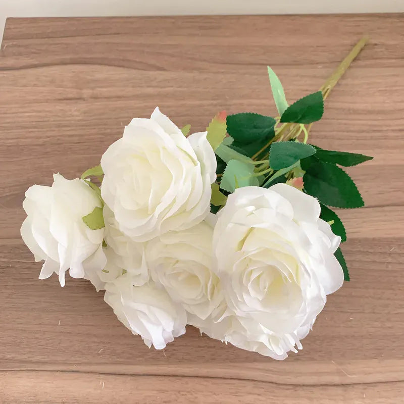 Tête de Rose Blanche Artificielle | Artiflora 9 têtes