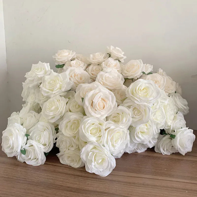 Tête de Rose Blanche Artificielle | Artiflora 9 têtes