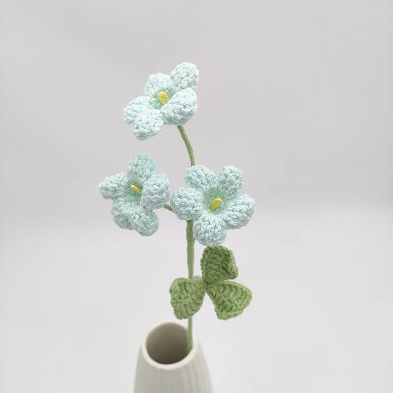 Tige de 3 Fleurs Tricotée | Artiflora Bleu