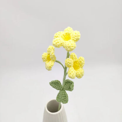 Tige de 3 Fleurs Tricotée | Artiflora Jaune