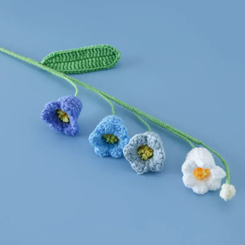 Tige de 5 fleurs Tricotées | Artiflora Bleu/Blanc