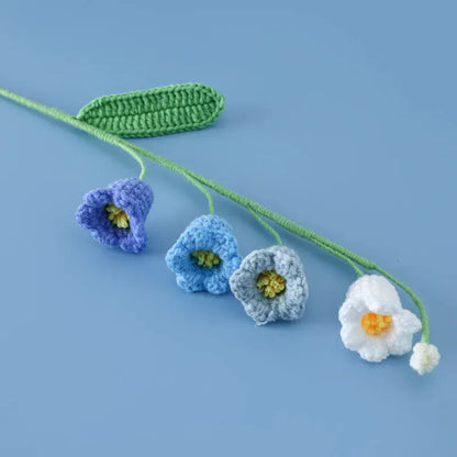 Tige de 5 fleurs Tricotées | Artiflora Bleu/Blanc