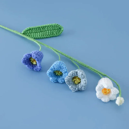 Tige de 5 fleurs Tricotées | Artiflora Bleu/Blanc