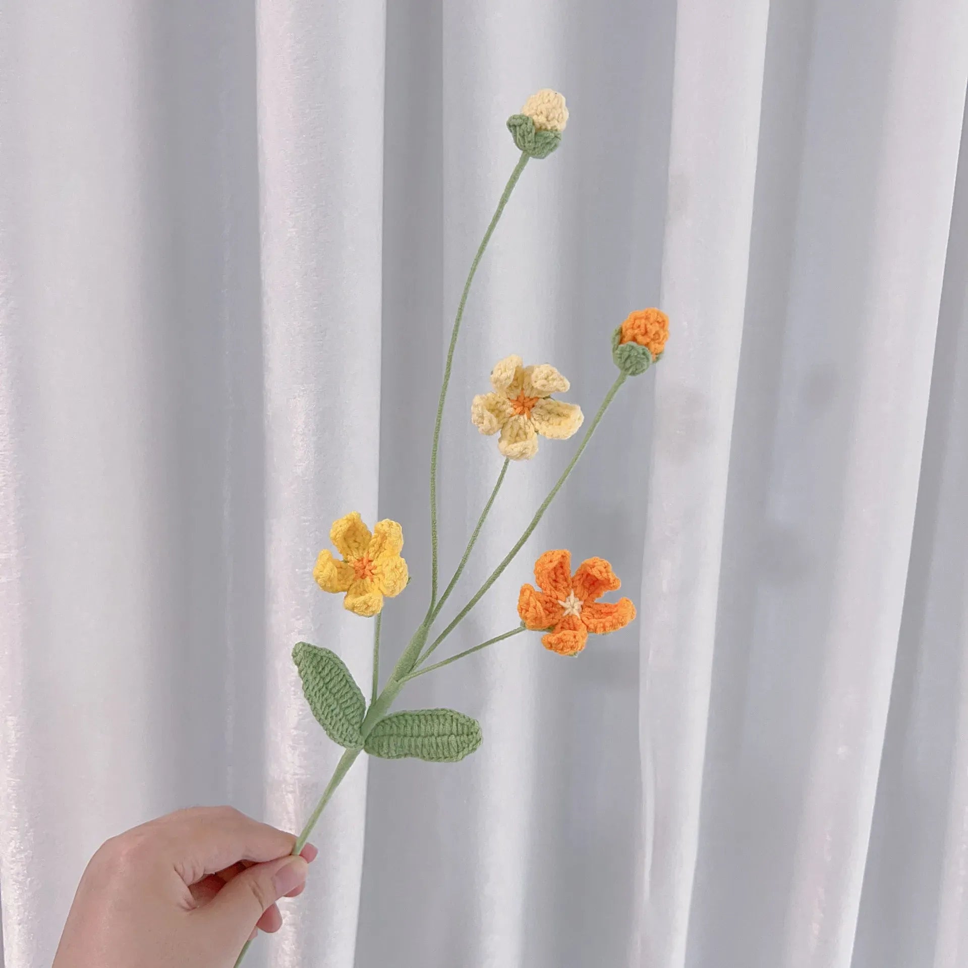 Tige de petites Fleurs Tricotées | Artiflora Orange